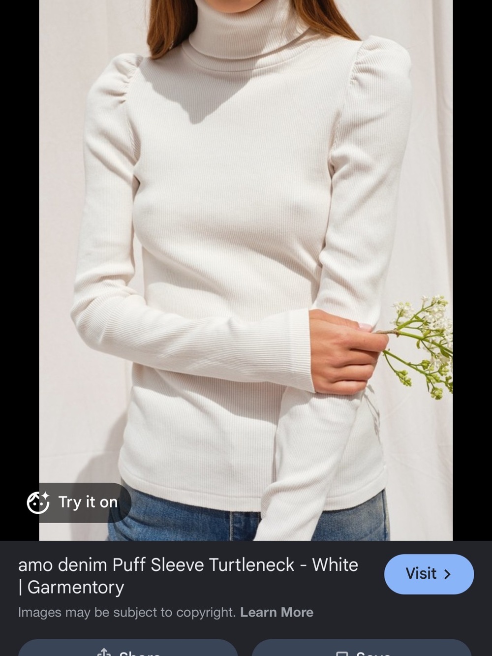 AMO Cream Puff Sleeve Turtleneck